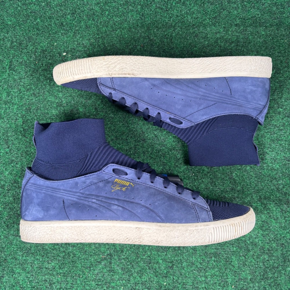 Puma Clyde Sock Lo Navy Blue Nubuck Knit Sneakers Mens 11.5 363832-02